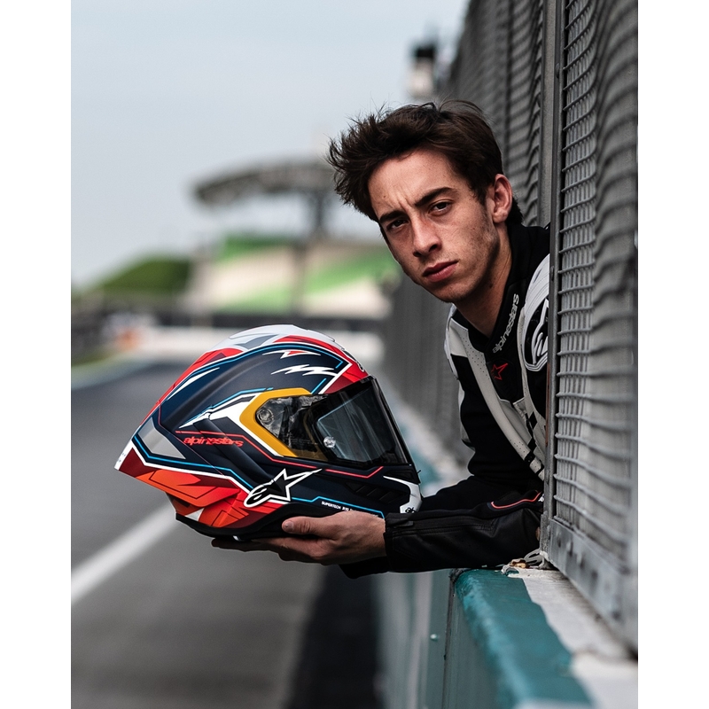 Alpinestars Supertech R-10 Limited Edition Pedro Acosta motociklistička kaciga s punim licem Mat plavo-crveno-bijela