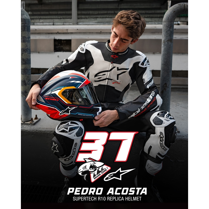 Alpinestars Supertech R-10 Limited Edition Pedro Acosta motociklistička kaciga s punim licem Mat plavo-crveno-bijela