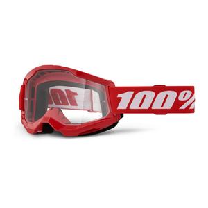 Dječje naočale za motocross 100% Strata 2 crvene (prozirni pleksiglas)