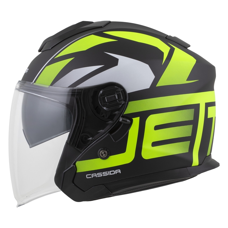 Cassida Jet Tech 2.0 RoTo Open Face motociklistička kaciga Mat crno-fluo žuto-bijela