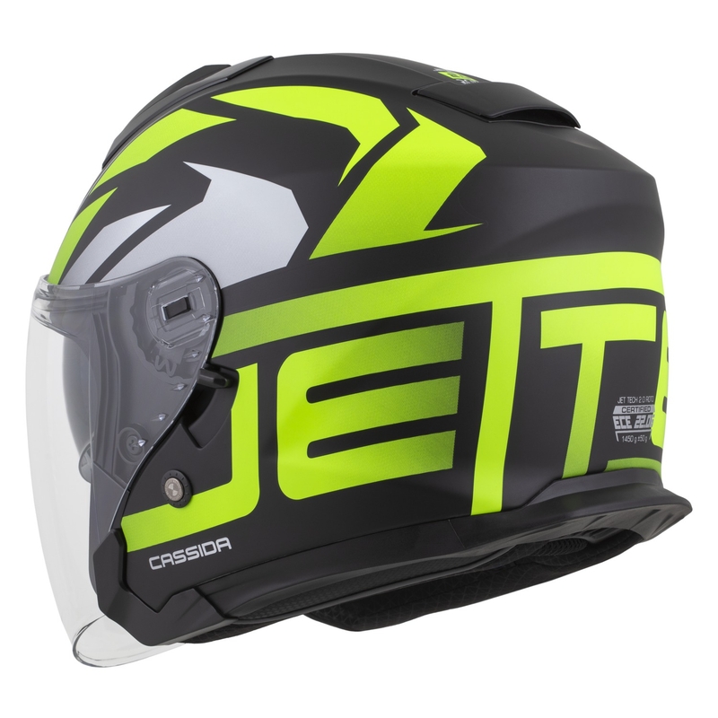 Cassida Jet Tech 2.0 RoTo Open Face motociklistička kaciga Mat crno-fluo žuto-bijela