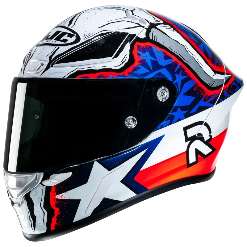 Motociklistička kaciga koja pokriva cijelo lice HJC RPHA 1 Garrett Gerloff Replica MC21 bijelo-plavo-crvena