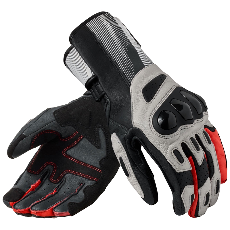 Revit Metis 2 moto rukavice svijetlo sive - fluo crvene