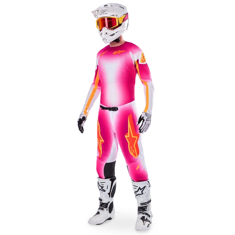 Alpinestars Supertech Limited Edition MIG Fluo motocross hlače ružičasto-bijelo-narančaste
