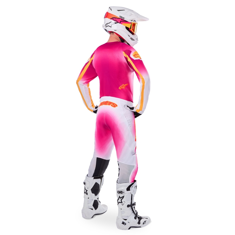Alpinestars Supertech Limited Edition MIG Fluo motocross hlače ružičasto-bijelo-narančaste