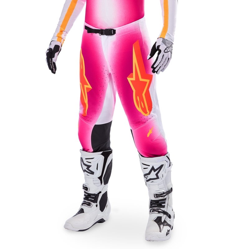 Alpinestars Supertech Limited Edition MIG Fluo motocross hlače ružičasto-bijelo-narančaste