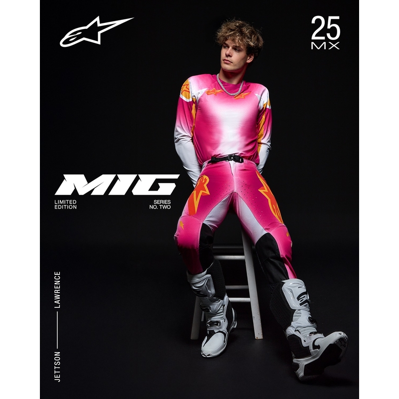 Alpinestars Supertech Limited Edition MIG Fluo motocross hlače ružičasto-bijelo-narančaste