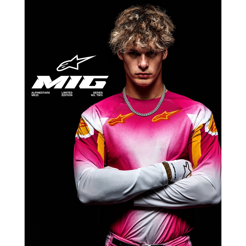 Alpinestars Supertech Limited Edition MIG Fluo motocross hlače ružičasto-bijelo-narančaste