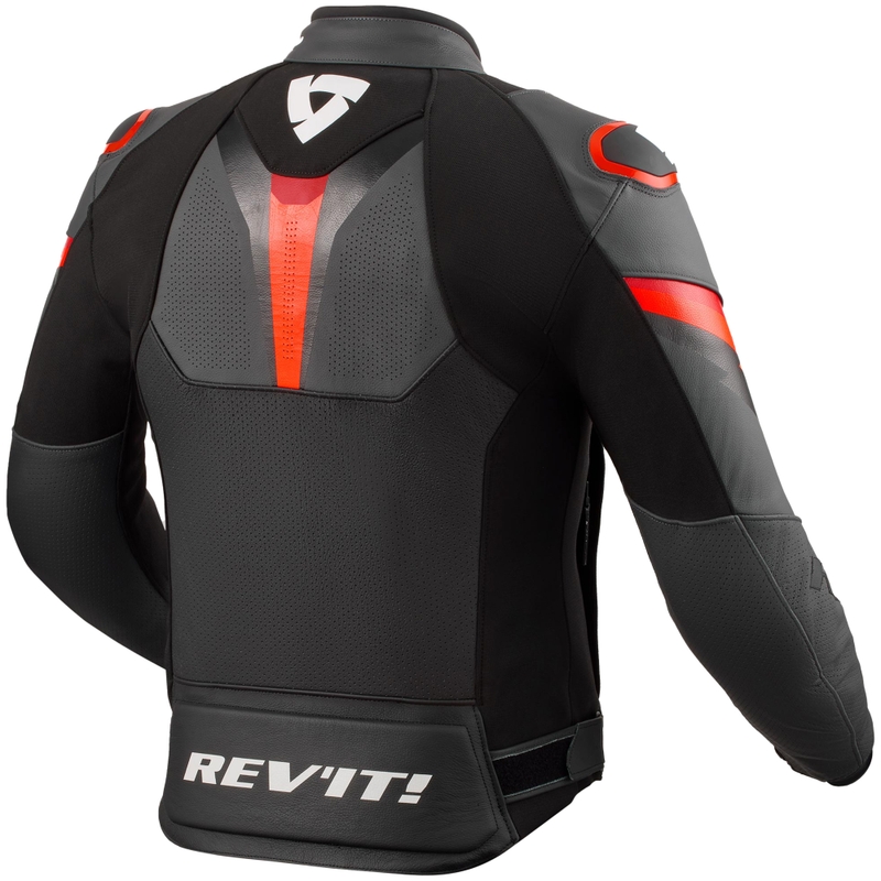 Revit Quantum 3 crno-fluo crvena kožna motociklistička jakna
