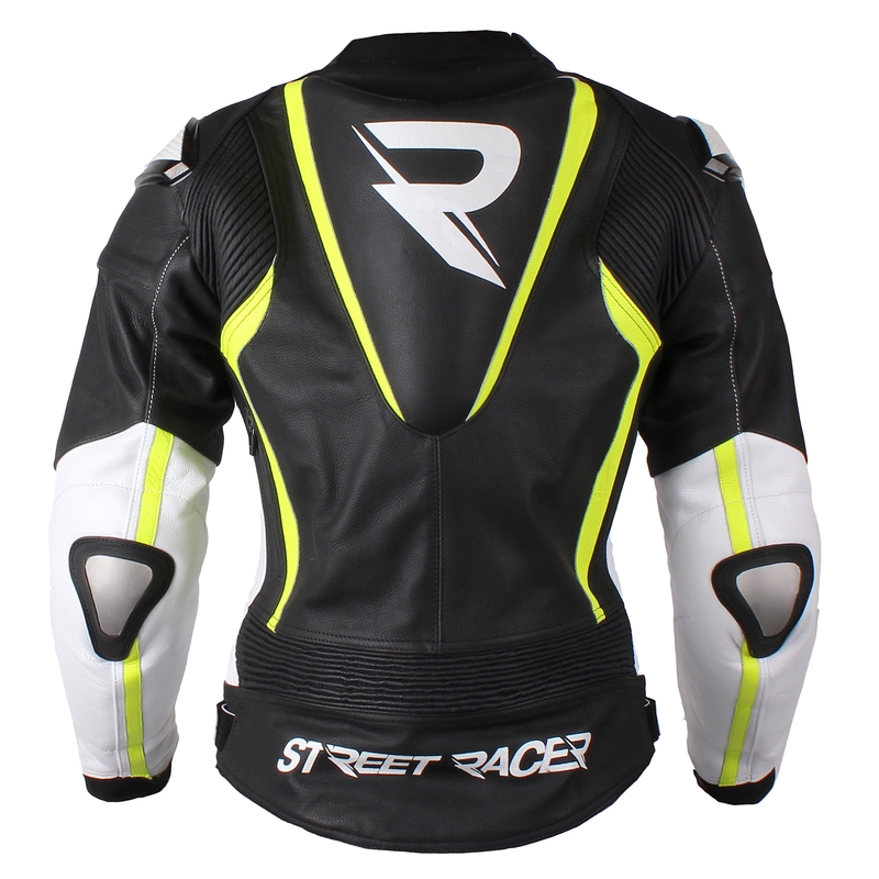 Ženska motociklistička jakna Street Racer Adrianne crno-bijela-fluo žuta rasprodaja