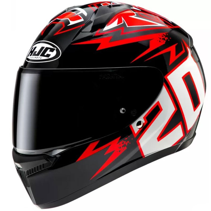 Motociklistička kaciga koja pokriva cijelo lice HJC C10 Diablo Mask MC1 crno-crveno-bijela