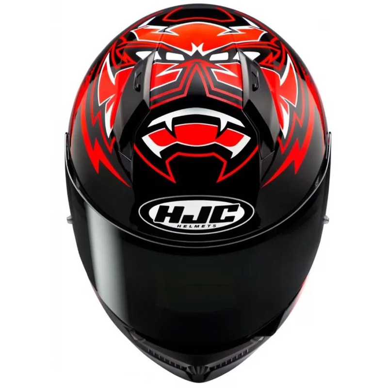 Motociklistička kaciga koja pokriva cijelo lice HJC C10 Diablo Mask MC1 crno-crveno-bijela
