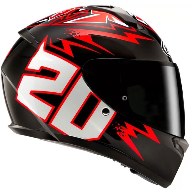 Motociklistička kaciga koja pokriva cijelo lice HJC C10 Diablo Mask MC1 crno-crveno-bijela