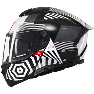 Motociklistička kaciga na preklop MT Atom 2 SV Strange crno-bijelo-siva