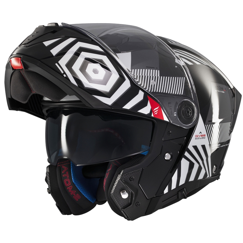 Motociklistička kaciga na preklop MT Atom 2 SV Strange crno-bijelo-siva