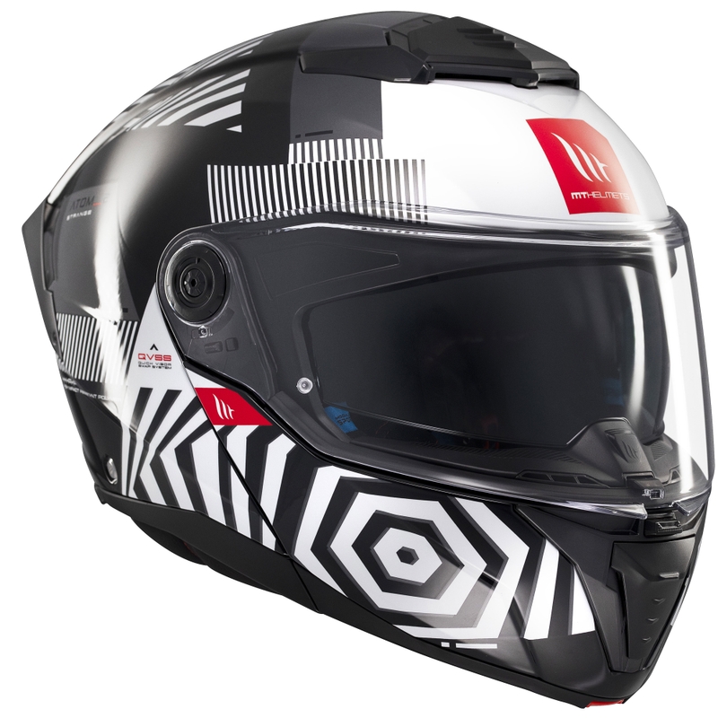 Motociklistička kaciga na preklop MT Atom 2 SV Strange crno-bijelo-siva