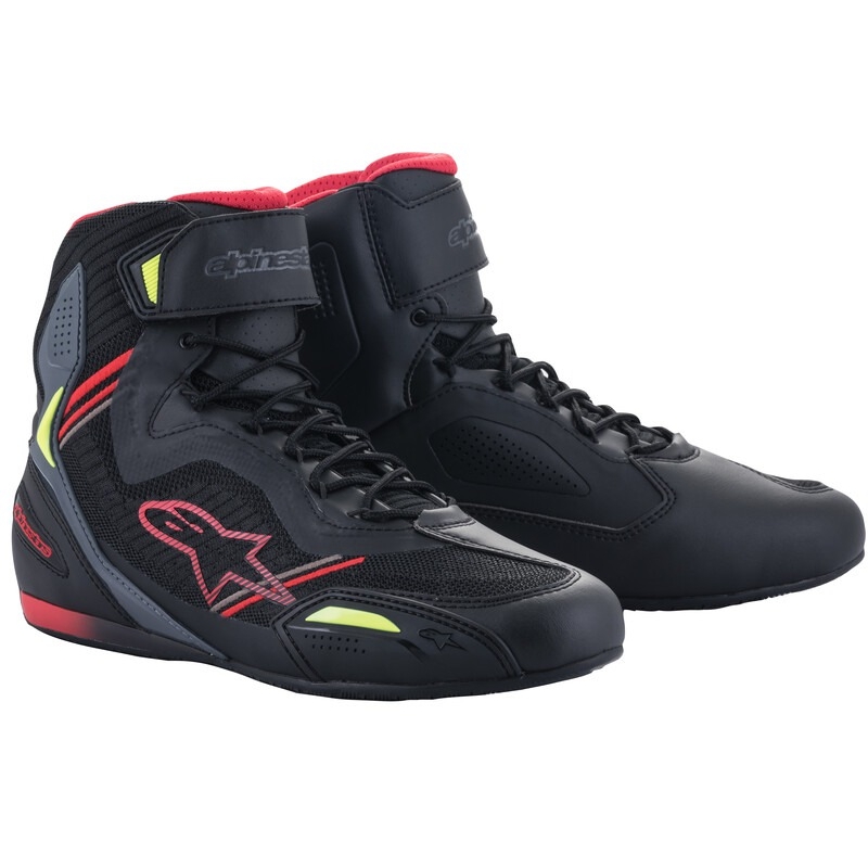 Alpinestars Faster-3 Rideknit motorističke čizme crno-crveno-fluo žuto-sive