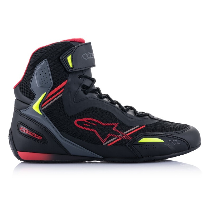 Alpinestars Faster-3 Rideknit motorističke čizme crno-crveno-fluo žuto-sive