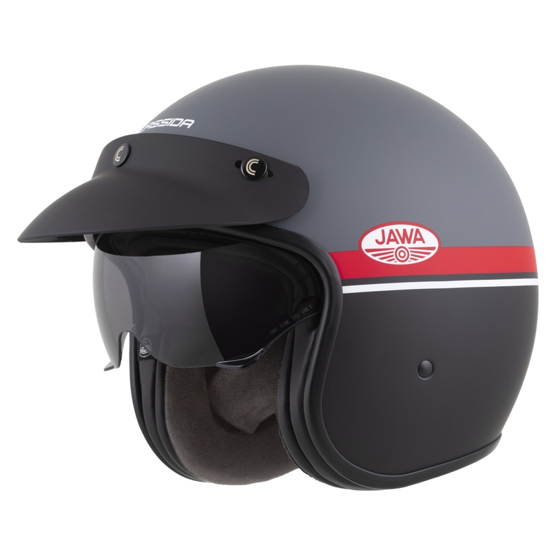 Otvorena motociklistička kaciga Cassida Oxygen 2.0 Jawa OHC mat sivo-crveno-crno-bijela