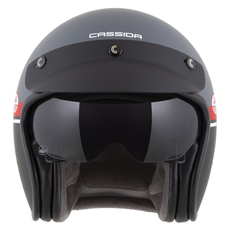 Otvorena motociklistička kaciga Cassida Oxygen 2.0 Jawa OHC mat sivo-crveno-crno-bijela