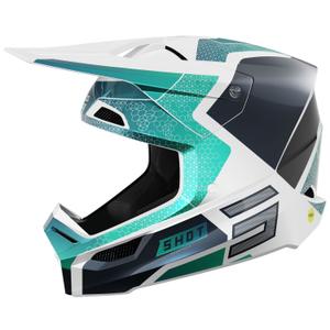 Motocross kaciga Shot Race Phaser pearl crno-tirkizno-bijela