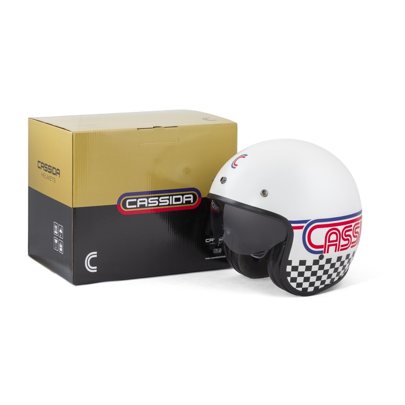 Cassida Oxygen 2.0 Rondo otvorena motociklistička kaciga biserno bijela-crvena-plava-crna