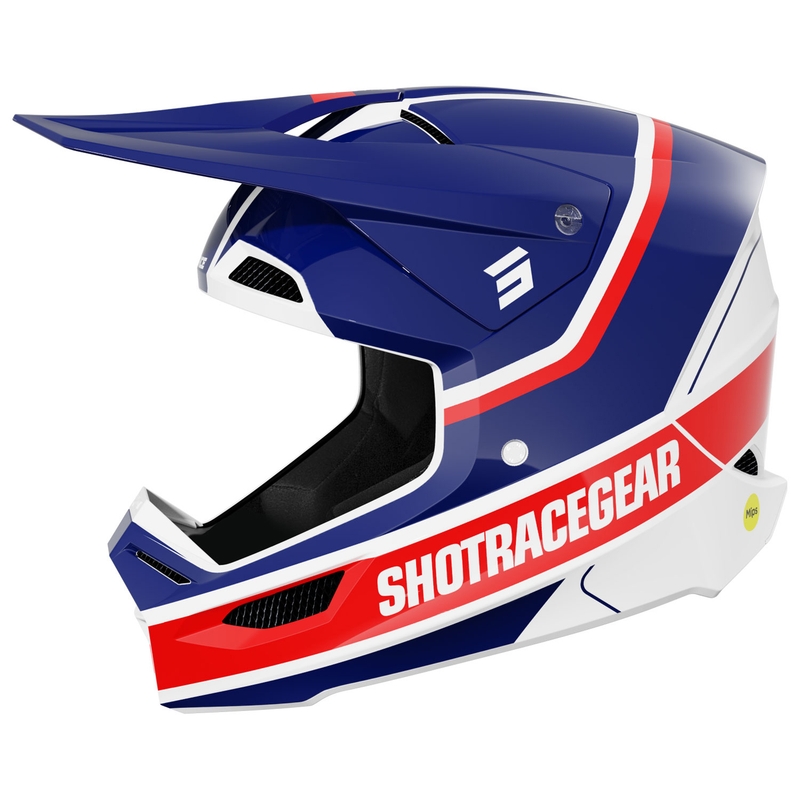 Motocross kaciga Shot Race Mythic sjajna plavo-crvena