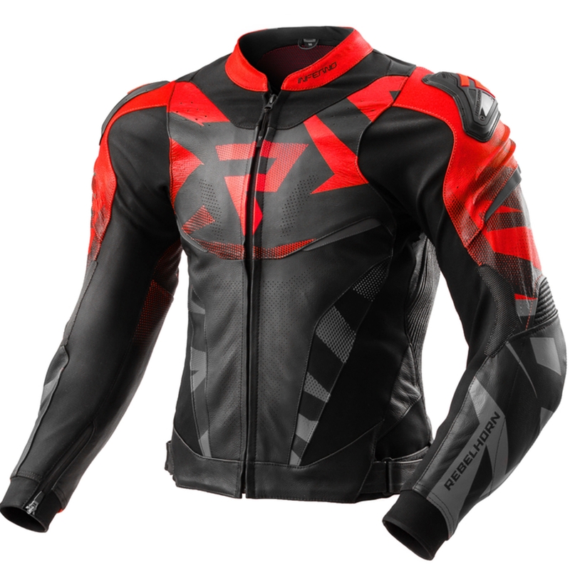 Rebelhorn Inferno kožna motociklistička jakna crno-fluo crvena