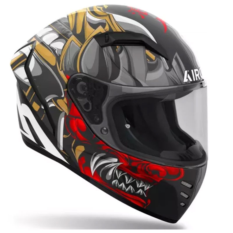 Airoh Connor Samurai motociklistička kaciga za cijelo lice mat crno-crveno-smeđe-siva