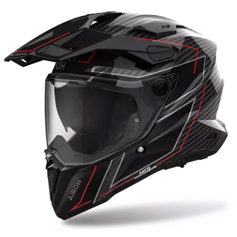 Enduro motociklistička kaciga Airoh Commander 2 Carbon Stylish crno-crvena