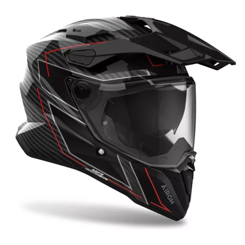 Enduro motociklistička kaciga Airoh Commander 2 Carbon Stylish crno-crvena