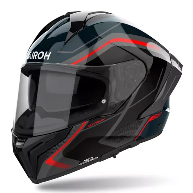 Airoh MATRYX široka motociklistička kaciga koja pokriva cijelo lice crno-sivo-crvena