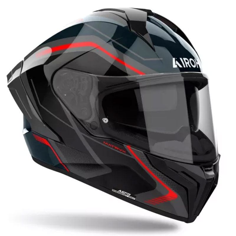 Airoh MATRYX široka motociklistička kaciga koja pokriva cijelo lice crno-sivo-crvena