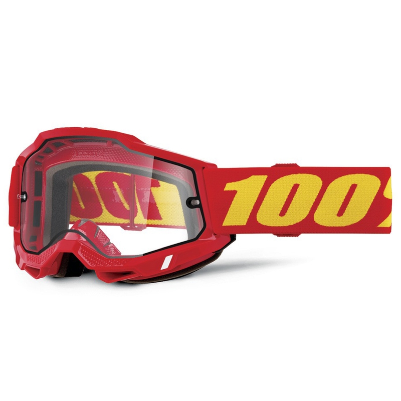 Naočale za motocross 100% ACCURI 2 Enduro crvene s dvostrukim prozirnim pleksiglasom
