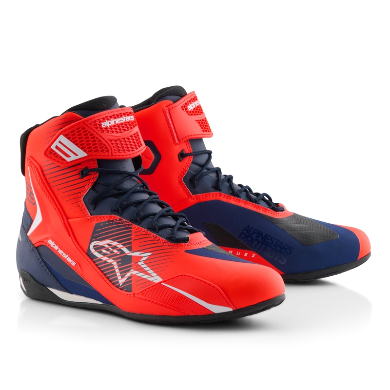 Alpinestars Faster-4 motociklističke čizme MM93 kolekcija fluo crveno-plavo-bijele