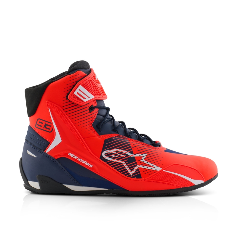Alpinestars Faster-4 motociklističke čizme MM93 kolekcija fluo crveno-plavo-bijele