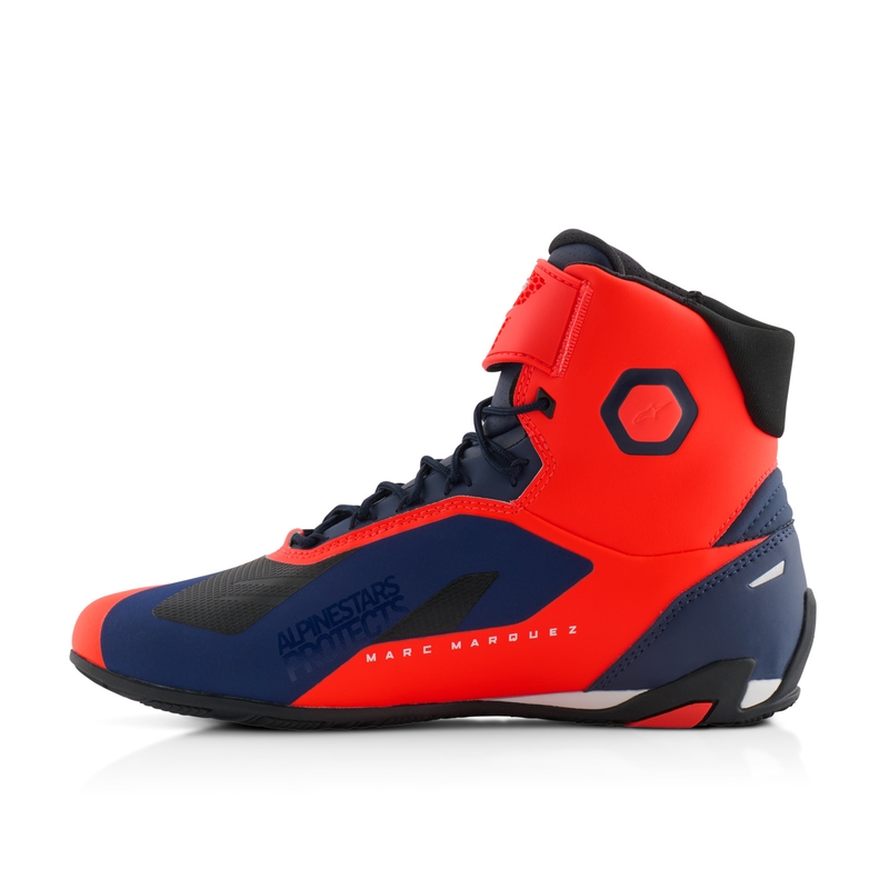 Alpinestars Faster-4 motociklističke čizme MM93 kolekcija fluo crveno-plavo-bijele