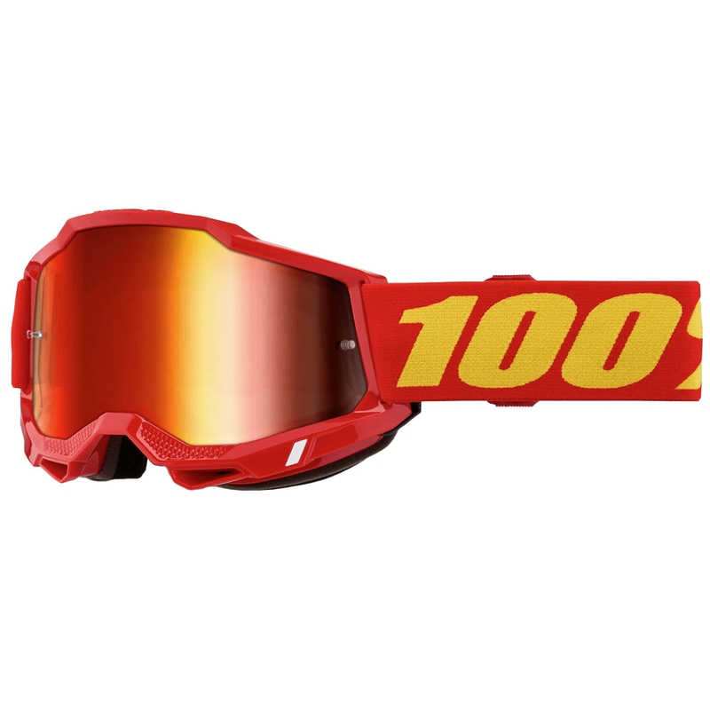 Dječje naočale za motocross 100% ACCURI 2 crvene s crvenim zrcalnim pleksiglasom