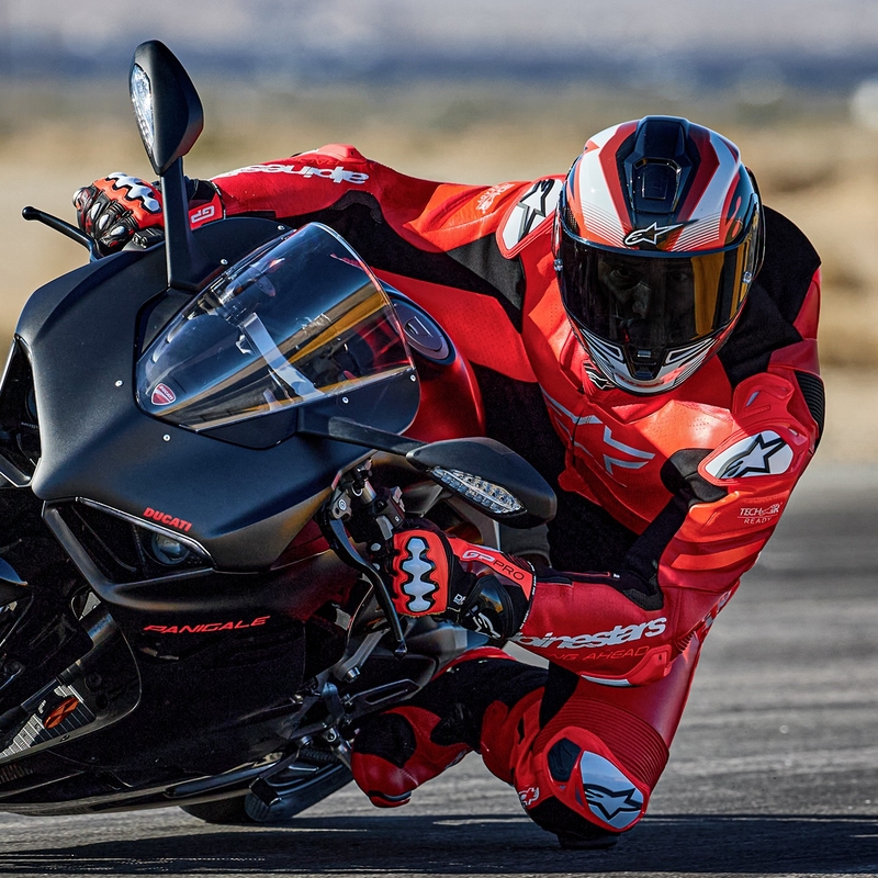 Jednodijelno kožno motociklističko odijelo Alpinestars GP Plus V4 Sprint, Tech-air kompatibilno, Fluo crveno-crveno-bijelo-crno