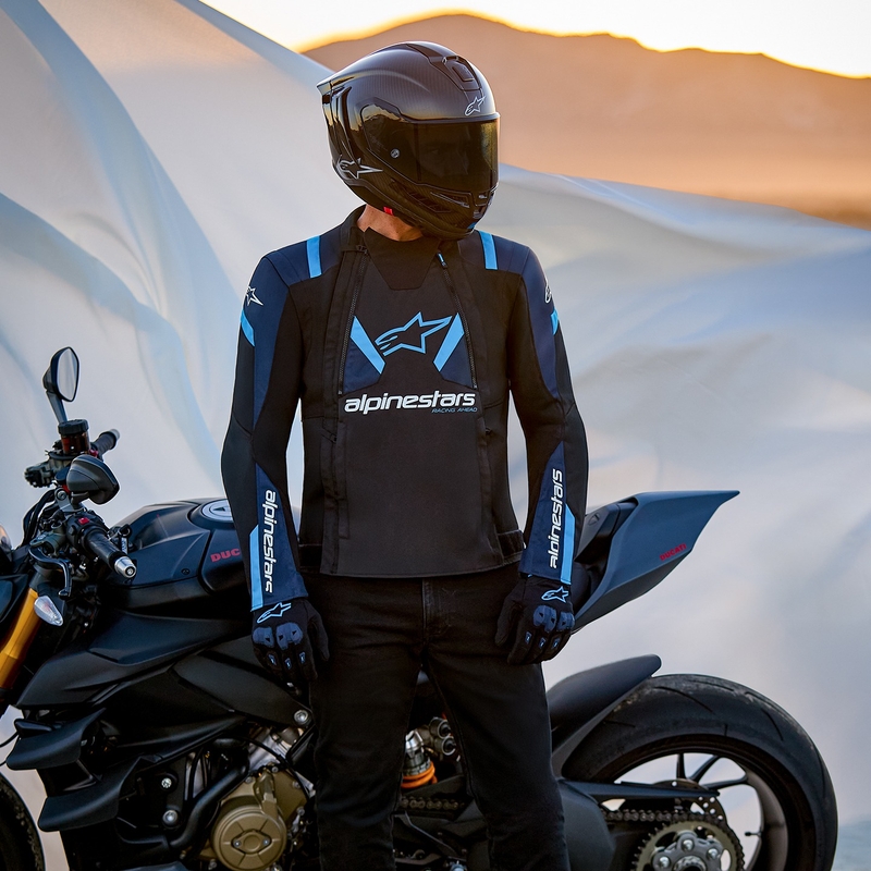 Alpinestars T-Stunt Air motoristička jakna crna-plava-svijetlo plava