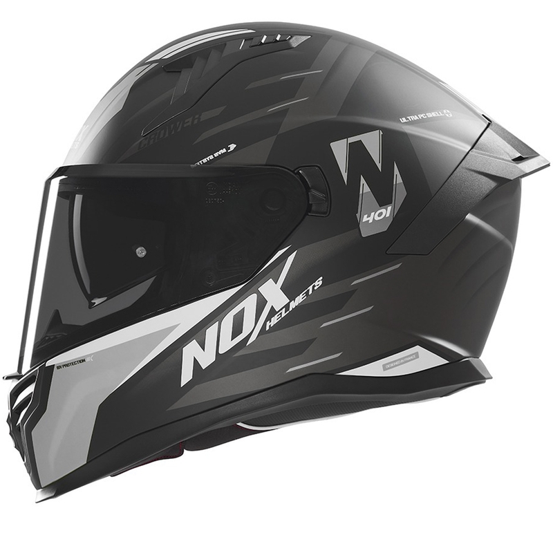 NOX N401 Crower motociklistička kaciga za cijelo lice mat crno-srebrna