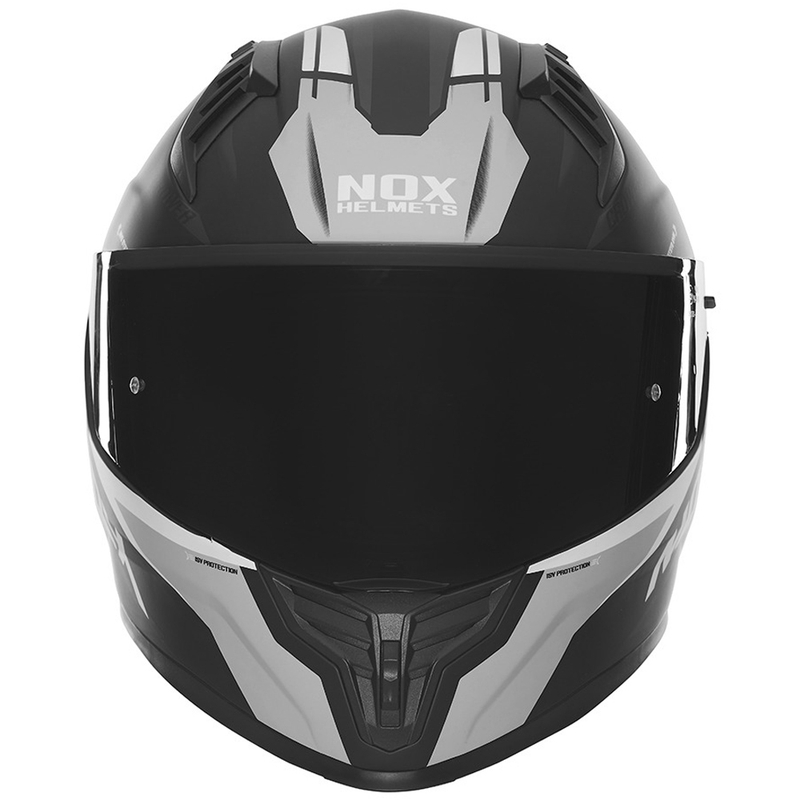 NOX N401 Crower motociklistička kaciga za cijelo lice mat crno-srebrna