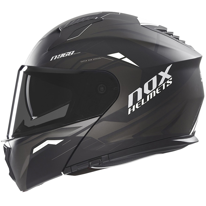 Preklopna motociklistička kaciga NOX N968 Ultra mat crno-bijela