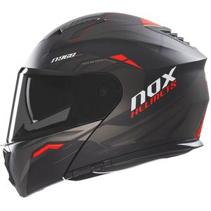 Motociklistička kaciga na preklop NOX N968 Ultra mat crno-crvena