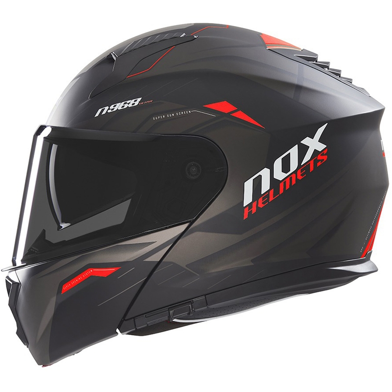Motociklistička kaciga na preklop NOX N968 Ultra mat crno-crvena