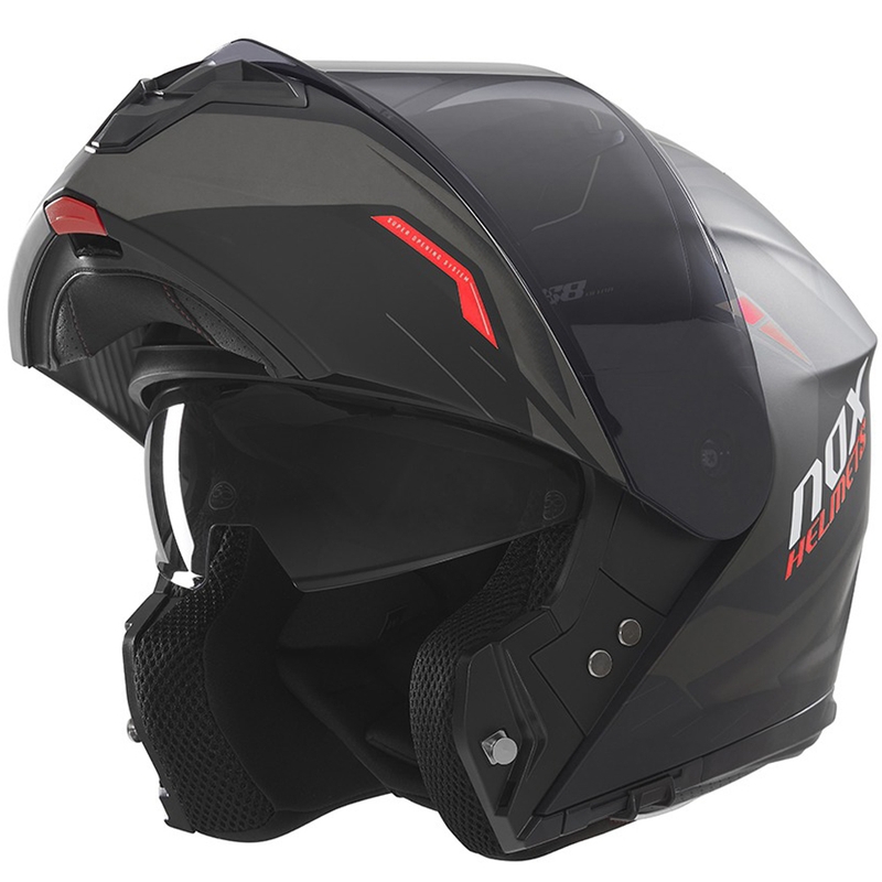 Motociklistička kaciga na preklop NOX N968 Ultra mat crno-crvena