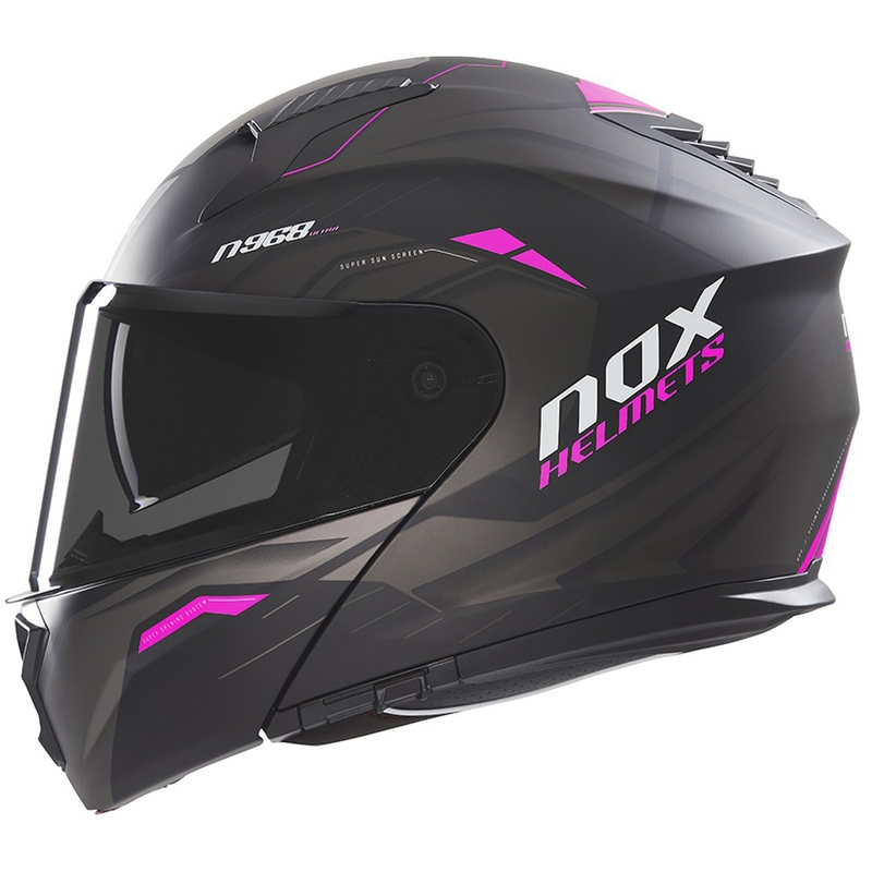 Motociklistička kaciga na preklop NOX N968 Ultra mat crno-ružičasta
