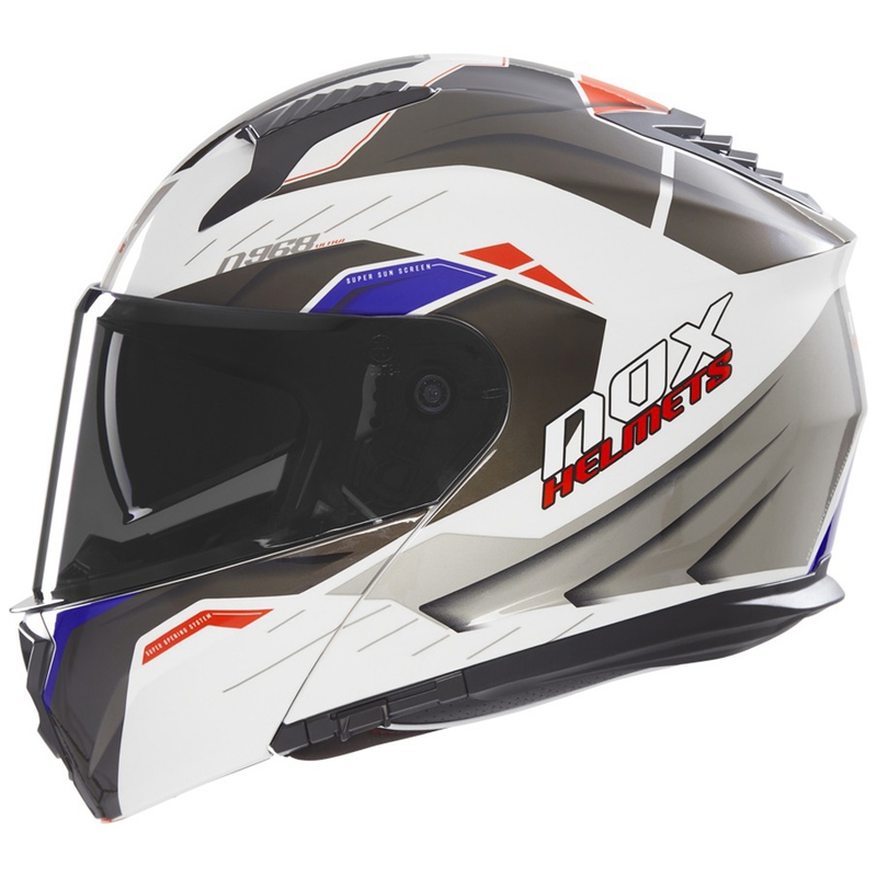 Motociklistička kaciga na preklop NOX N968 Ultra bijelo-siva