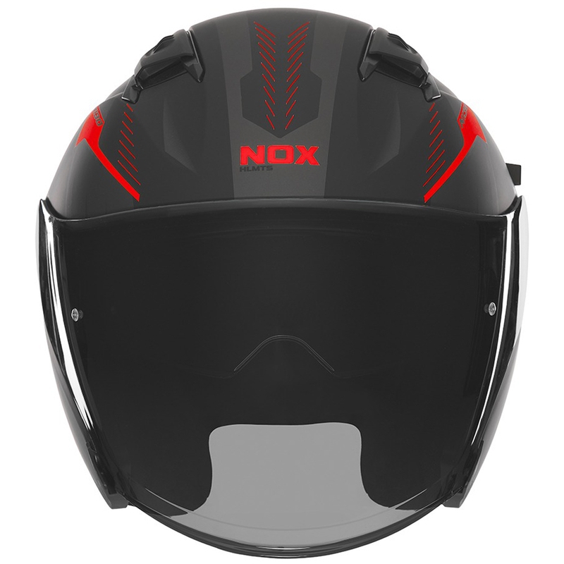 Otvorena motociklistička kaciga NOX N130 Myst mat crno-crvena