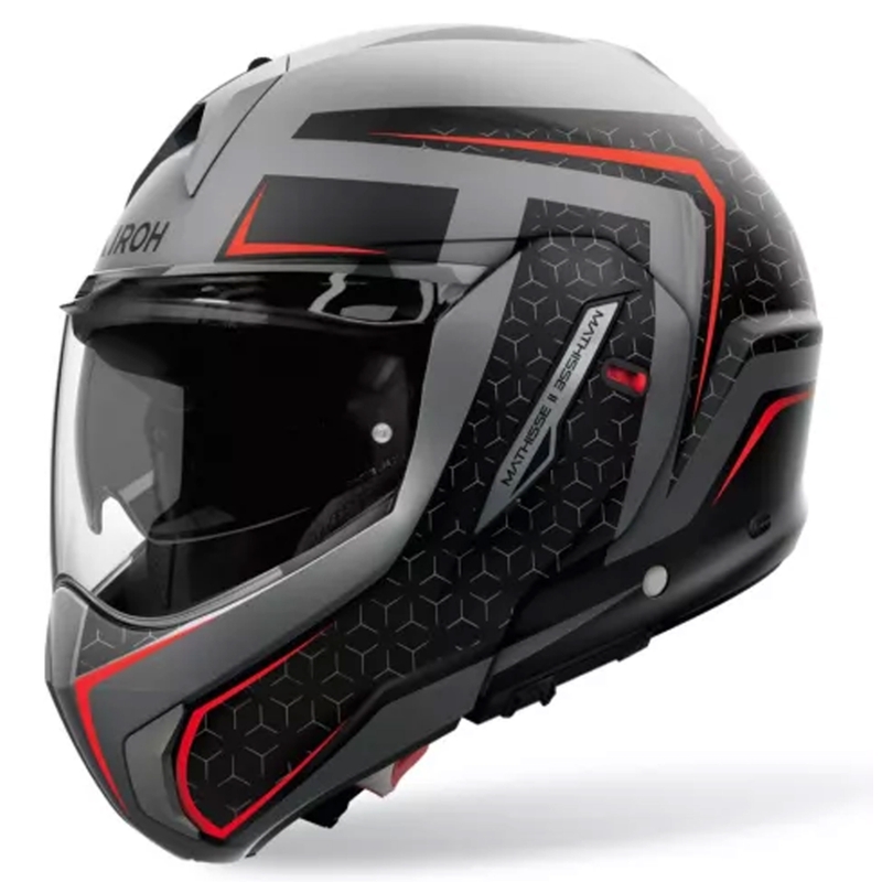 Airoh Mathisse 2 Magnet preklopna motociklistička kaciga mat sivo-crno-crvena